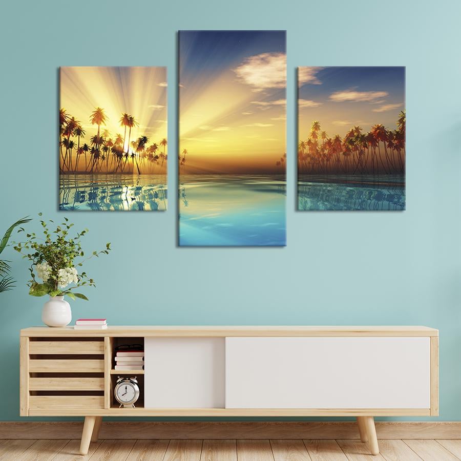 Картина для интерьера Пальмы на берегу морского залива 96x60 см (423-32) Картина для интерьера Пальмы на берегу морского залива 96x60 см (423-32)