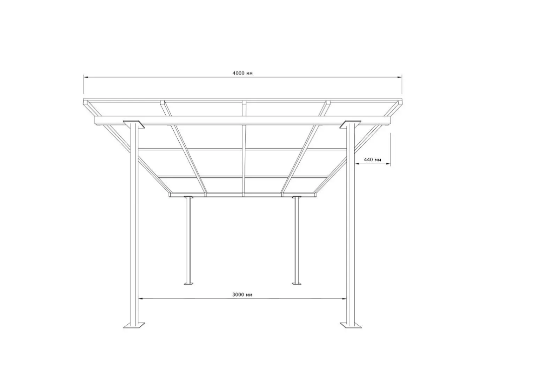 Навес односкатный Shelter Econom 4х3 м - фото 4