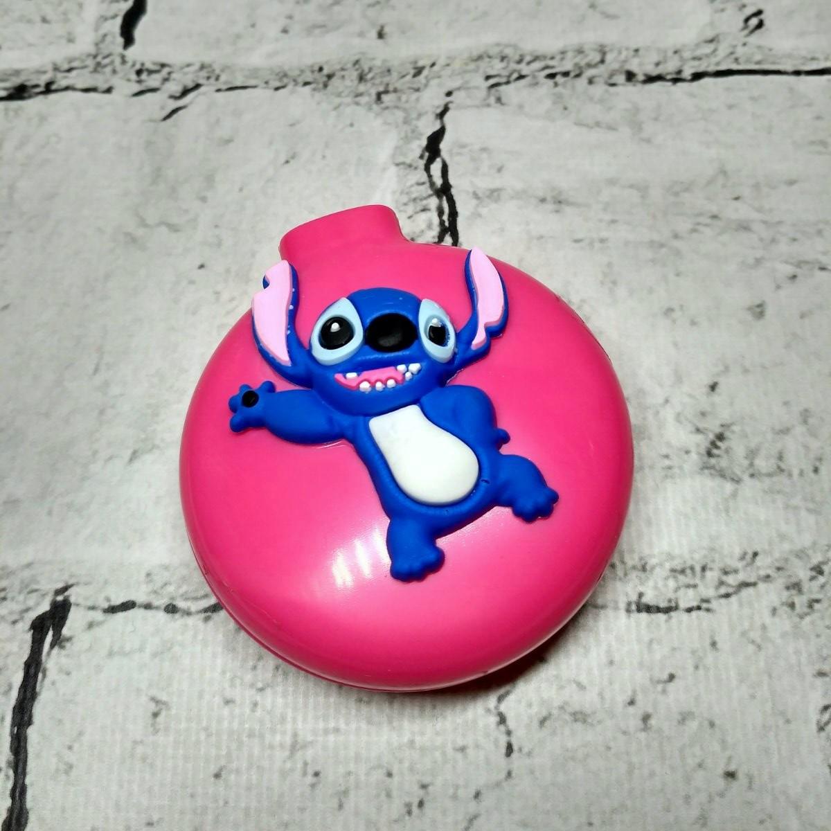 Щетка для волос детская для девочки расческа с зеркалом 2в1 раскладушка Стич 6х6,5 см Малиновый (24-597-4)