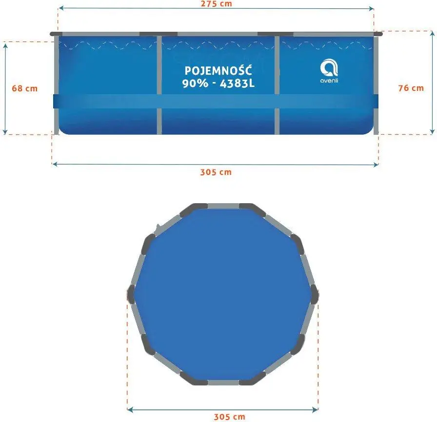 Каркасний басейн Avenli для дорослих 15в1 305х76 см (KI-SP305CM15) - фото 2