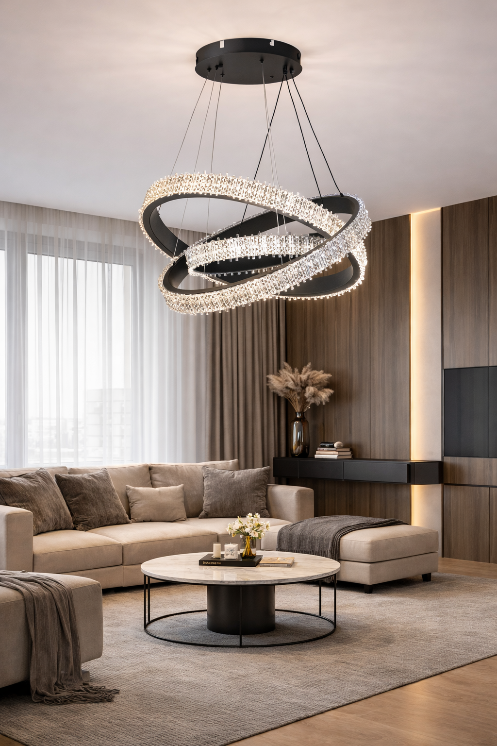 Люстра Novira Rings LED 3 режима 105W (20323/80+60+40BK)