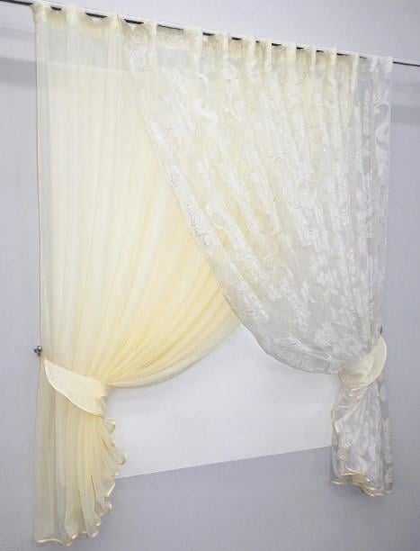 Шторки на кухню 320х150 см Бежевый (101к) - фото 2