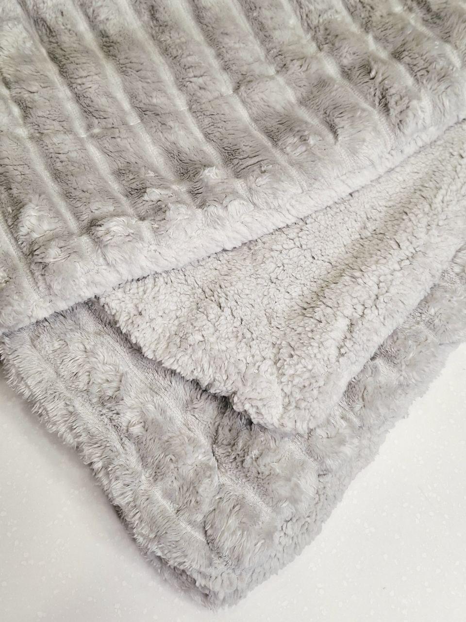 Плед на овчине Шарпей Королевская полоска 150x200 см Серый (1448) - фото 5