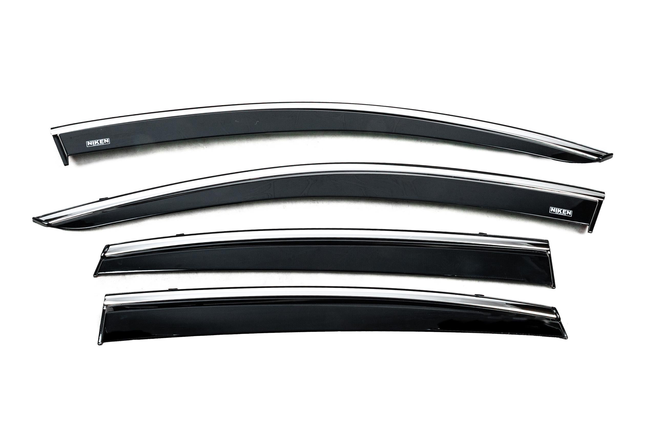 Ветровики с хромированным молдингом Niken для Subaru Crosstrek 2017-2023 гг. поликарбонат 4 шт. Черный (183133) Ветровики с хромированным молдингом Niken для Subaru Crosstrek 2017-2023 гг. поликарбонат 4 шт. Черный (183133)
