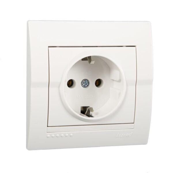 Розетка із заземленням Lezard Deriy Білий (702-0202-122B)