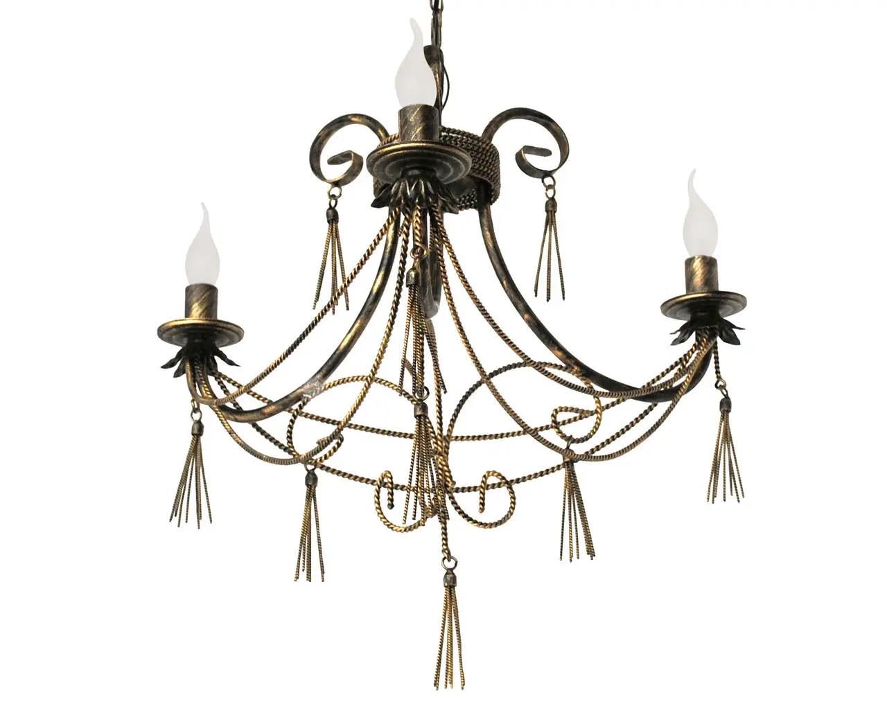 Люстра кованная Снежная королева ручной работы ретро-люкс на 3 рожка Е14 Бронзовый (КИС3БР)