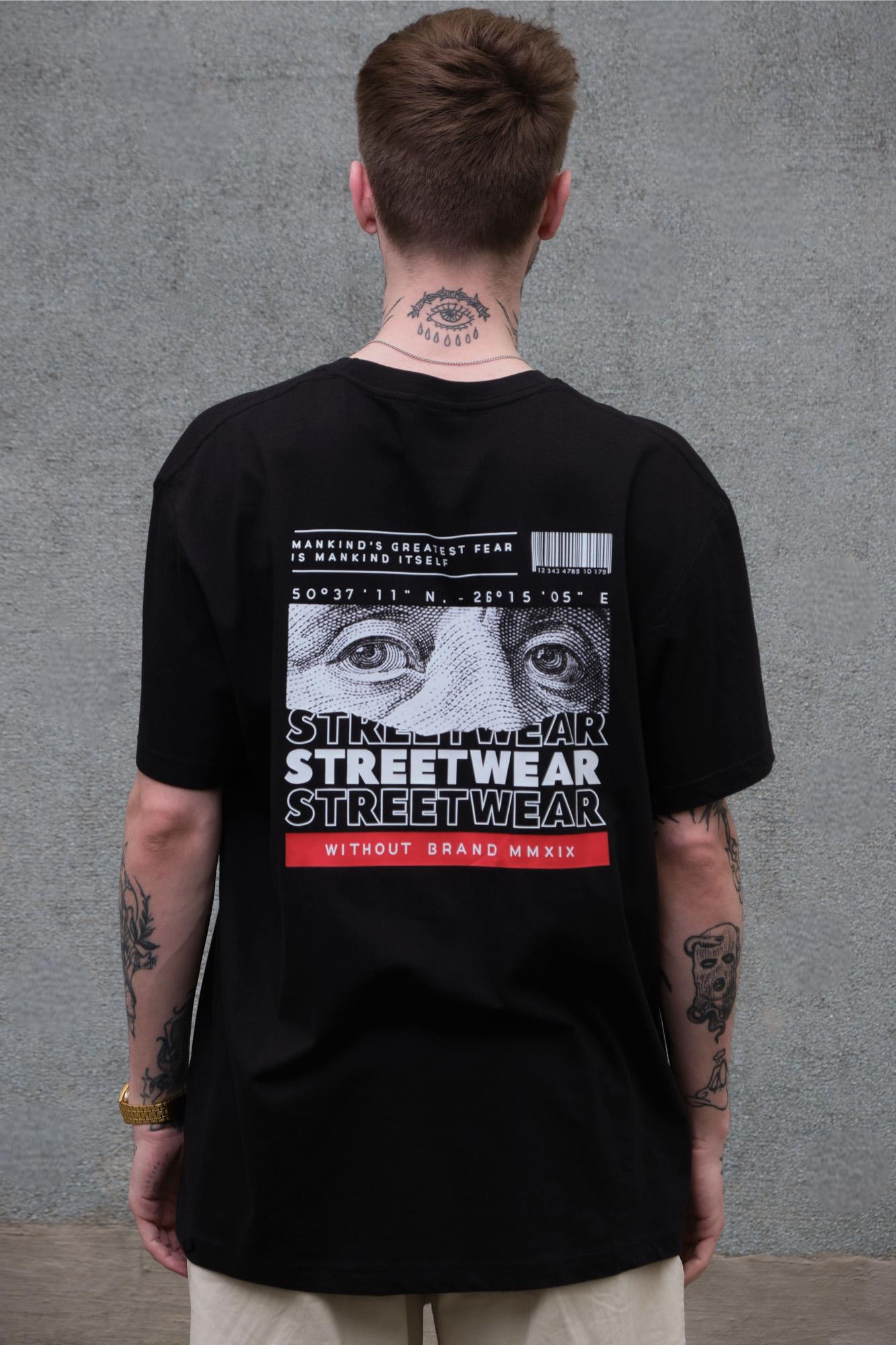 Футболка чоловіча Without Streetwear з принтом оверсайз S/M Black (S8049274) - фото 2 Футболка чоловіча Without Streetwear з принтом оверсайз S/M Black (S8049274) - фото 2