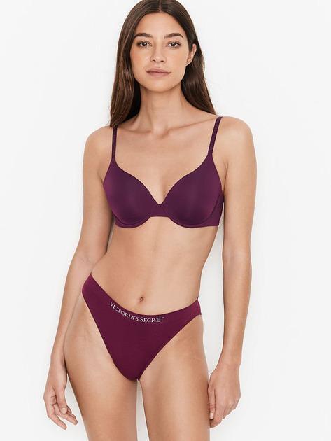 Трусики хлопковые Victoria's Secret Logo Cotton Hiphugger Panty L Бордовый (26373693)