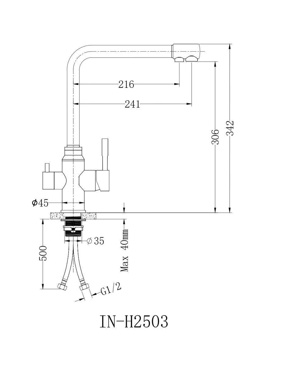 Змішувач для кухні Perla OCELI двоважільний нержавіюча сталь (PSS501) - фото 2