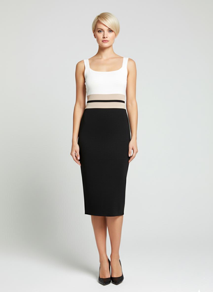 Платье миди в полоску трикотажное с квадратным вырезом M (ZC-215) - фото 3 Платье миди в полоску трикотажное с квадратным вырезом M (ZC-215) - фото 3