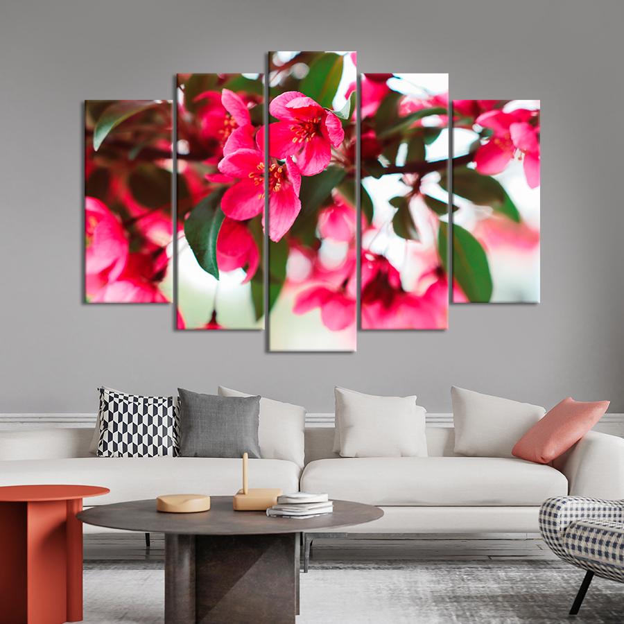 Картина цветы и растения Необычные розовые цветы яблони 112x68 см (A1039-5)