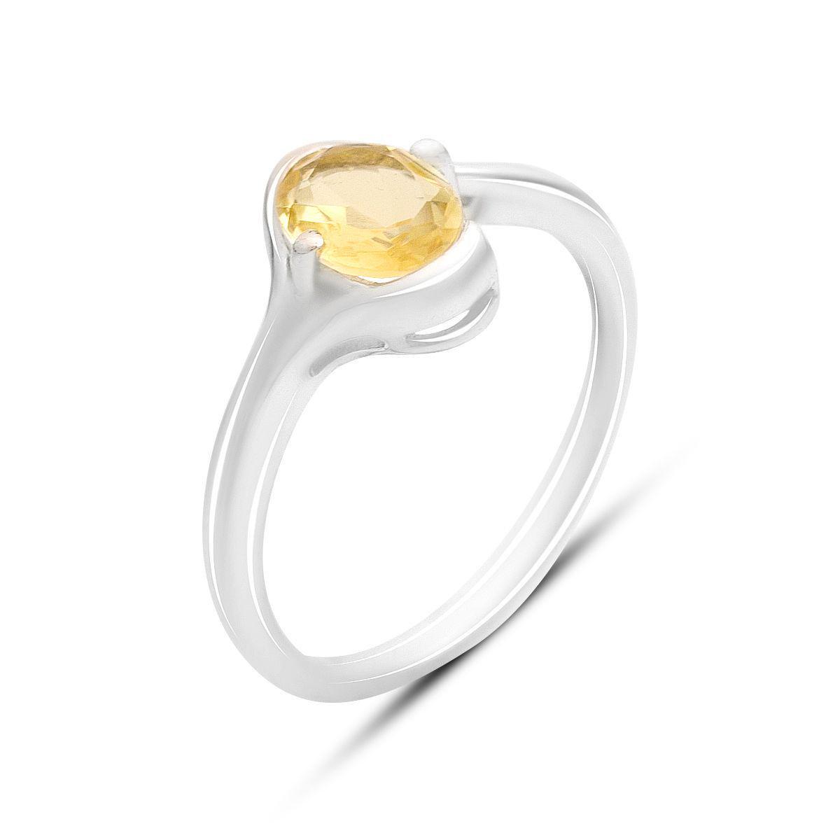 Кольцо серебряное с овальным цитрином нано р. 17