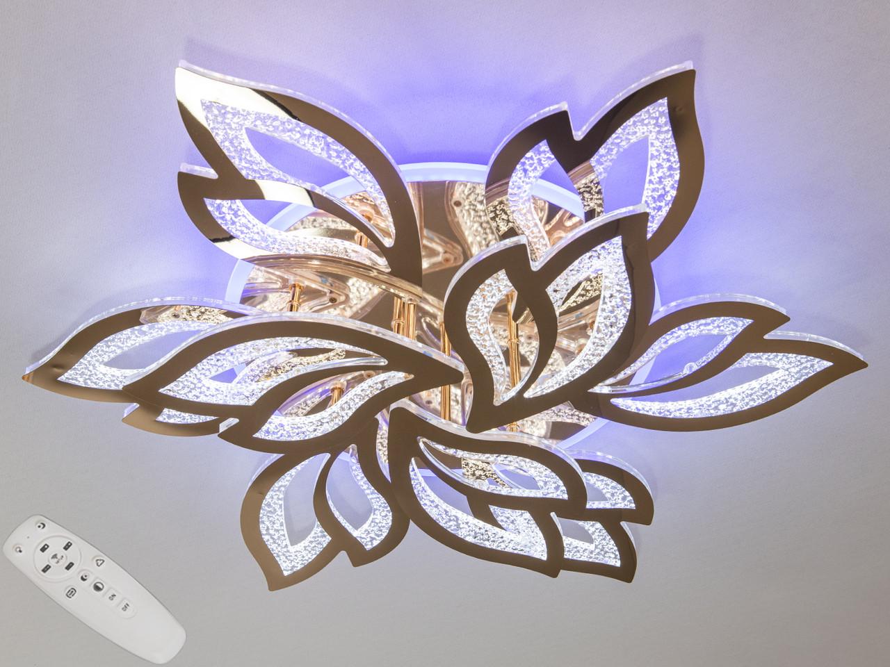 Люстра потолочная EcoLed с диммером и LED подсветкой 2455/6+3HR 3col dim Серебрянный