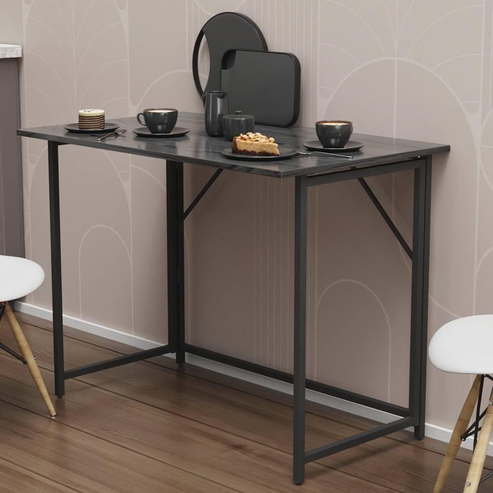 Стіл розкладний Ferrum-decor Моріс метал/ДСП 16 мм 750x1000x600 мм Чорний/Сосна Кембра (FRD-104671)