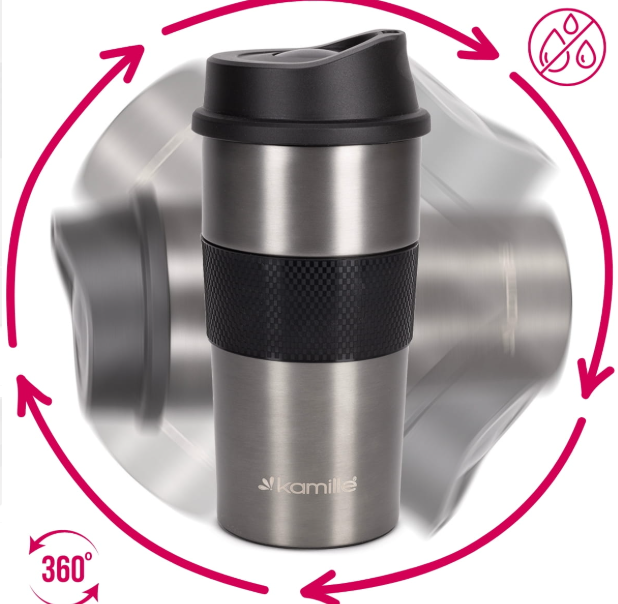 Термокружка Kamille з TPR-вставкою з нержавіючої сталі 480 мл Графітовий (2150А) - фото 7