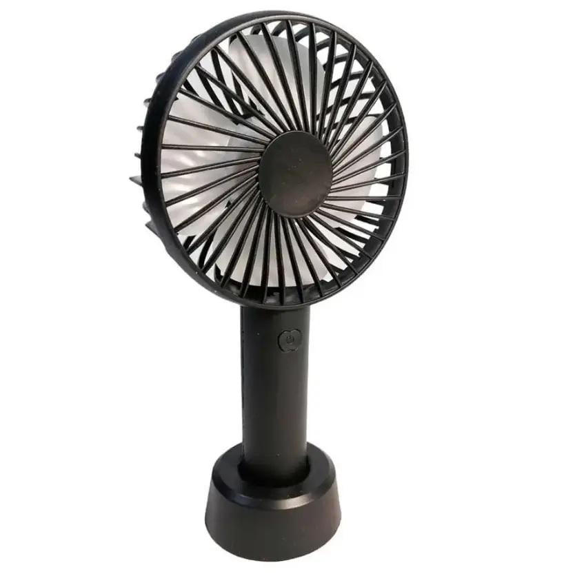 Вентилятор ручной 9419 с аккумулятором 18650/3 скорости и подставкой Black (26075502)