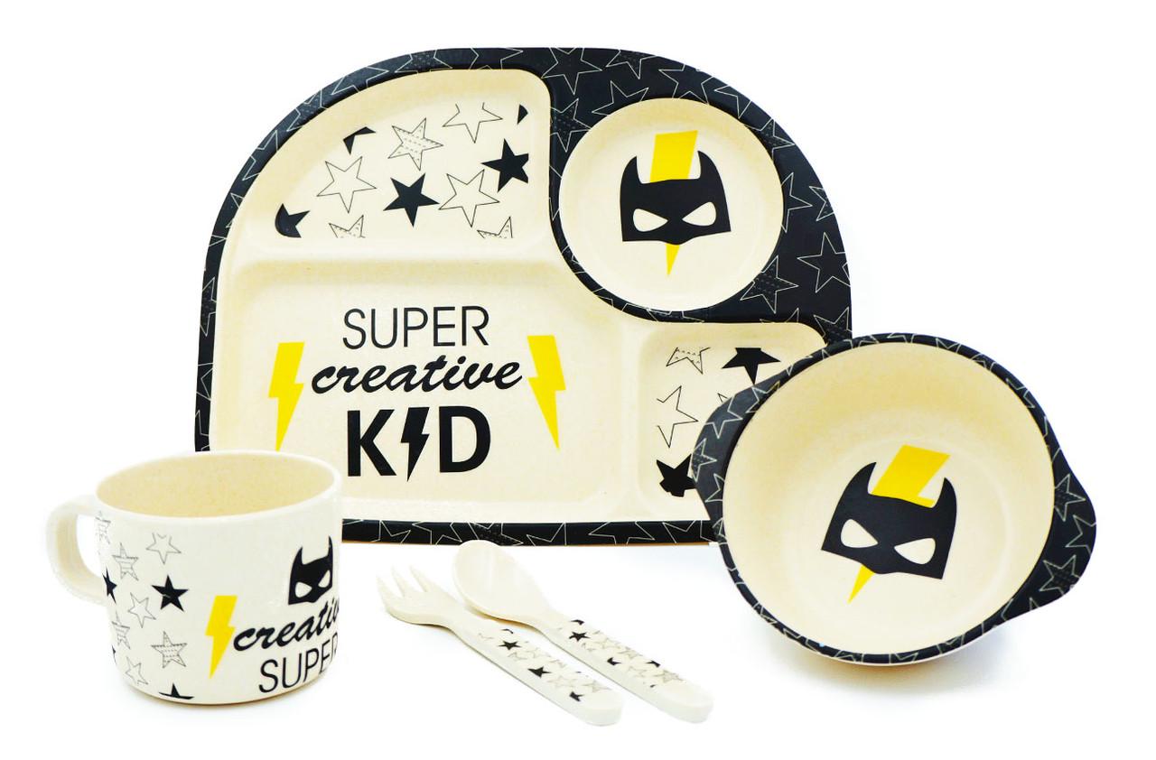 Набор детской бамбуковой посуды Stenson MH-2773-1 Бэтмен 5 пр. (547902)