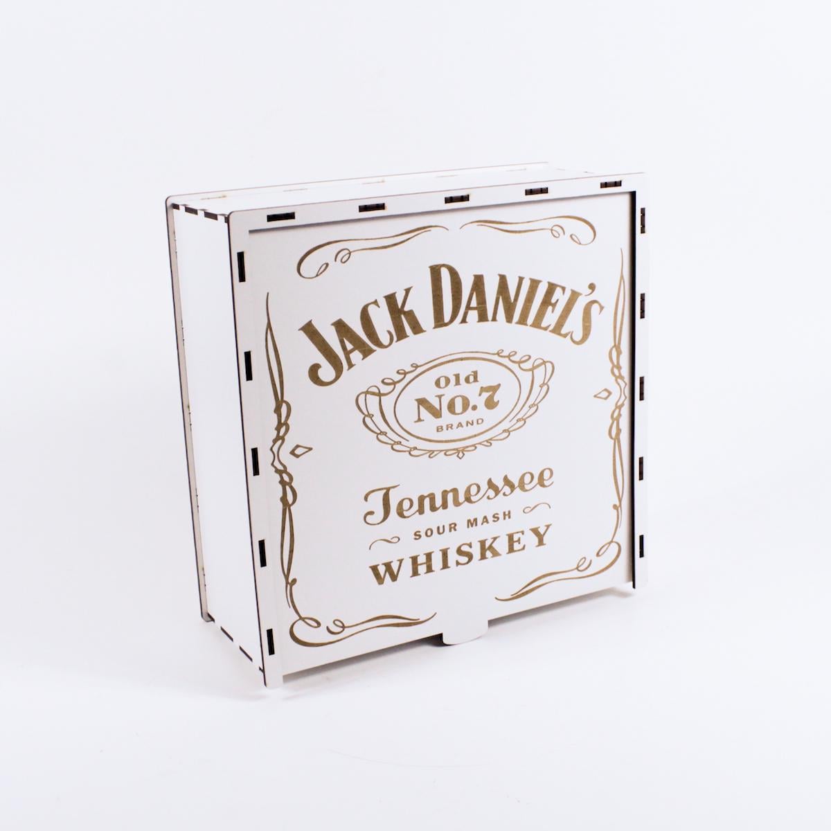 Коробка квадратна "Jack Daniel's" 3 на засув з гравіюванням Білий (4719)