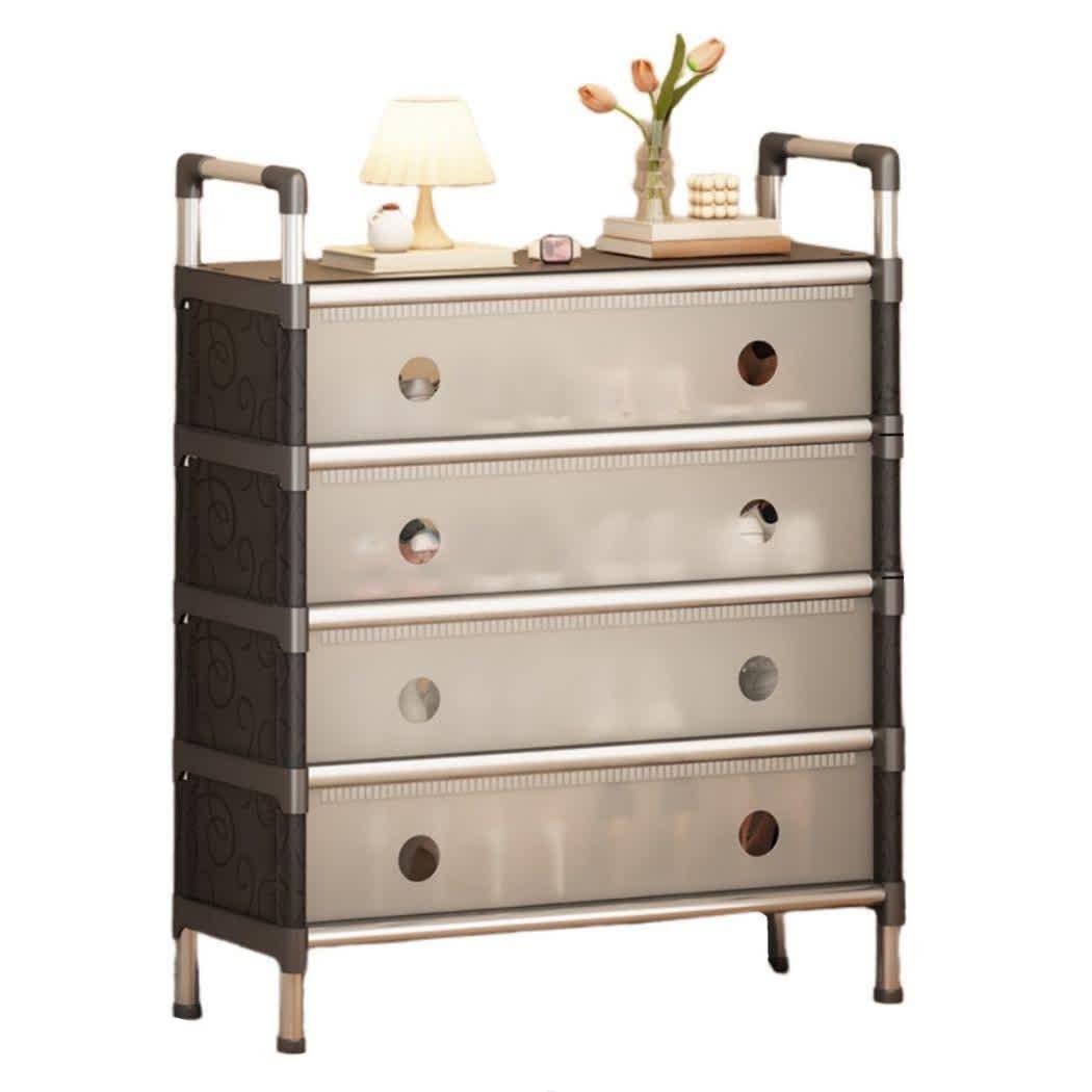 Полка для обуви пластиковая складная 28x100x63 см Черный/Белый (sklm-33)