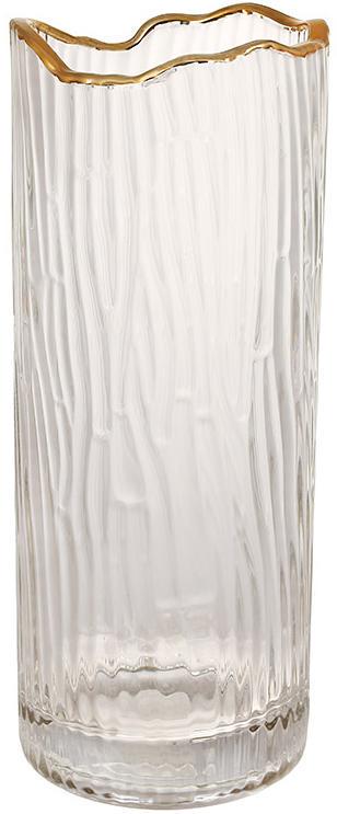 Ваза стеклянная Гетсби с золотой каймой 10х25 см