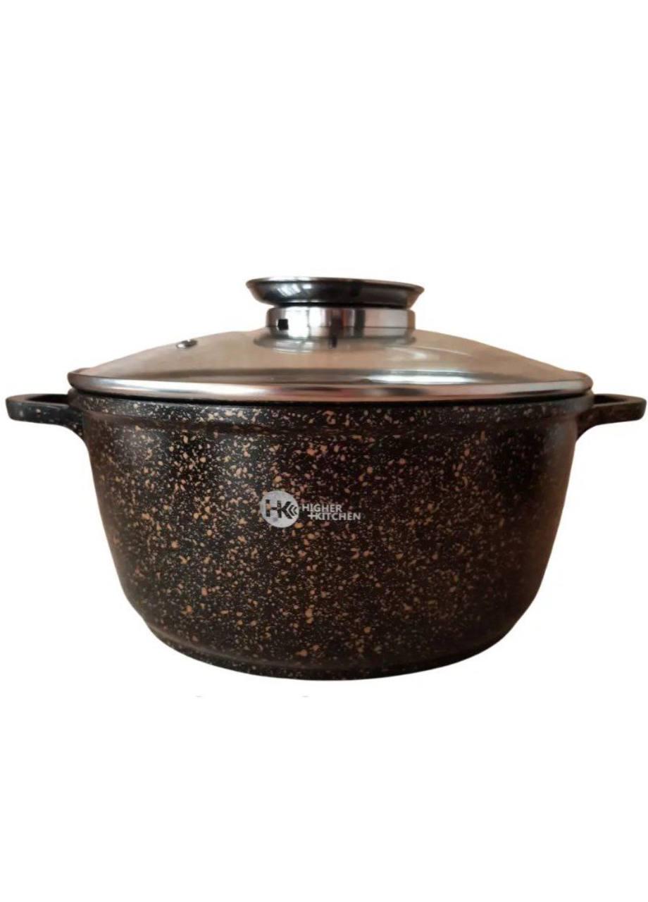 Набір каструль Higher Kitchen НК-307 з гранітним антипригарним покриттям Коричневий (HK-307588) - фото 2