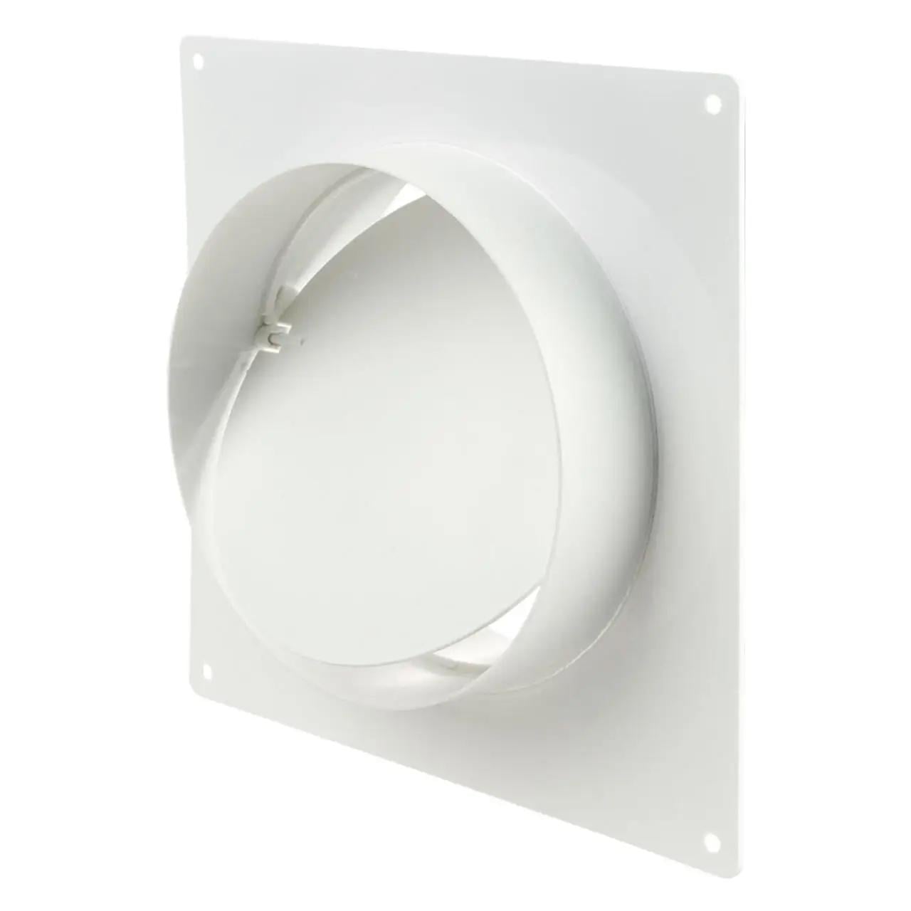 Соединитель вентиляционных каналов Ventika ABS-пластик стеновой с пластиной и обратным клапаном 2521 d 125 мм Белый (26788397)