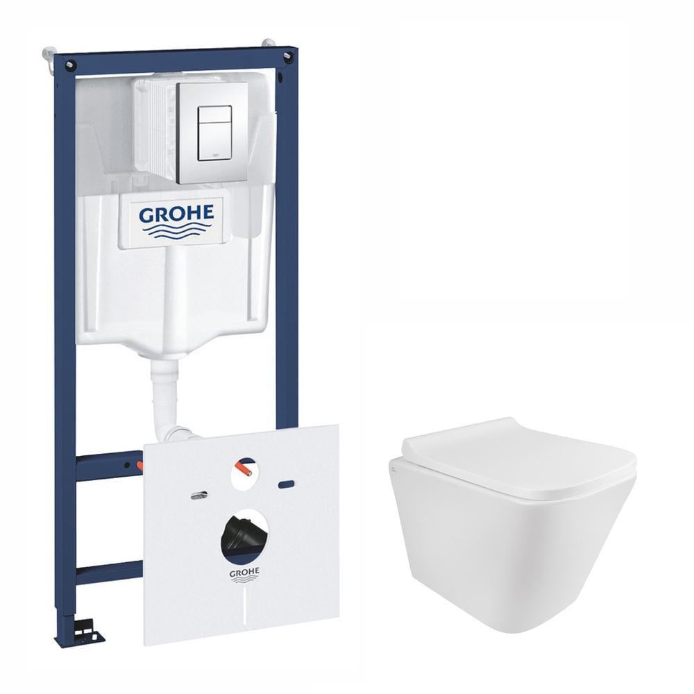 Комплект инсталляции Grohe Rapid SL 38827000QT1733052ERW с унитазом и кнопкой Хром (75813)