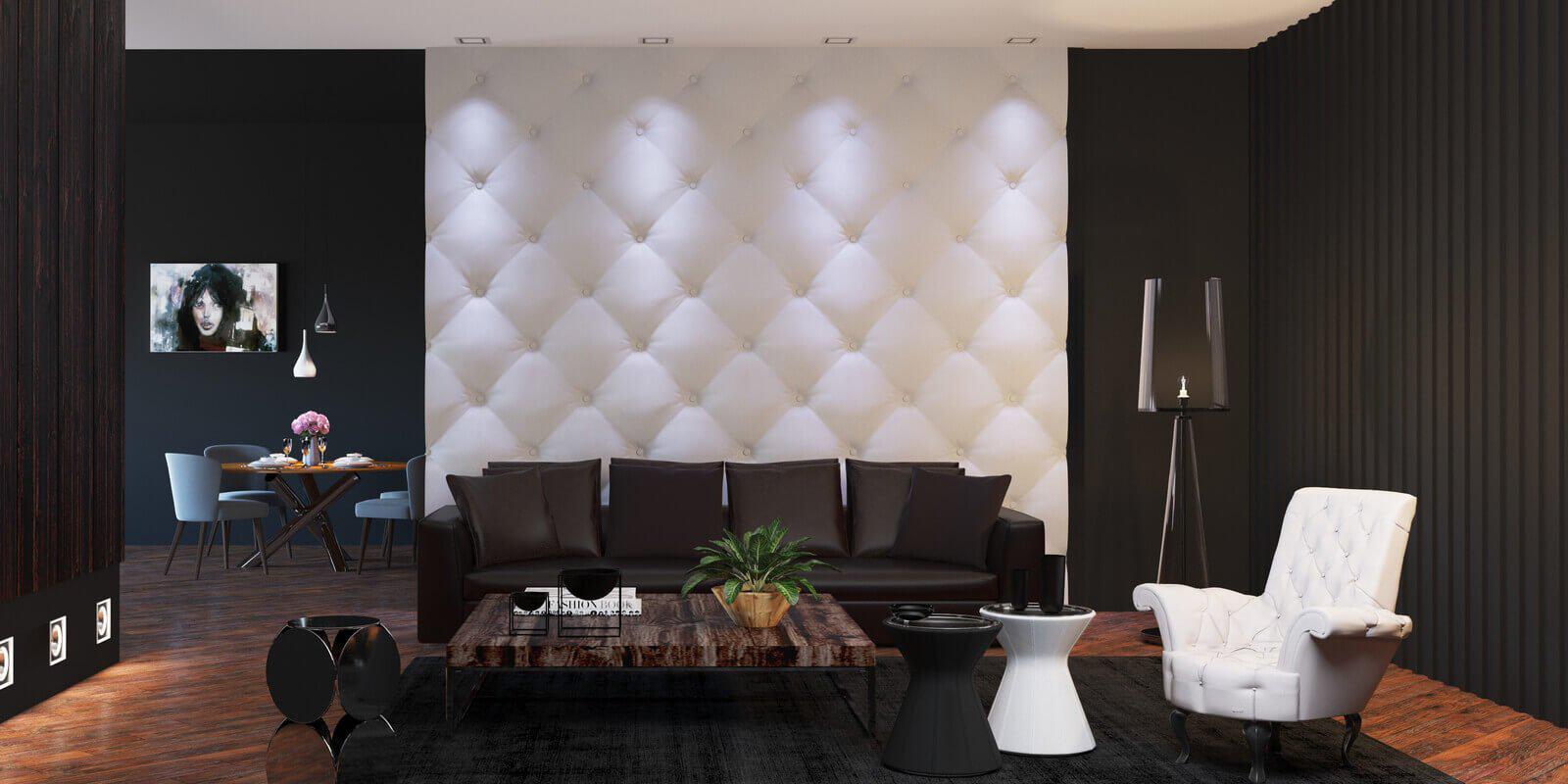 3D-панель гіпсова для стін Шкіра під фарбування 500x500x30 мм Білий (30642010) - фото 3