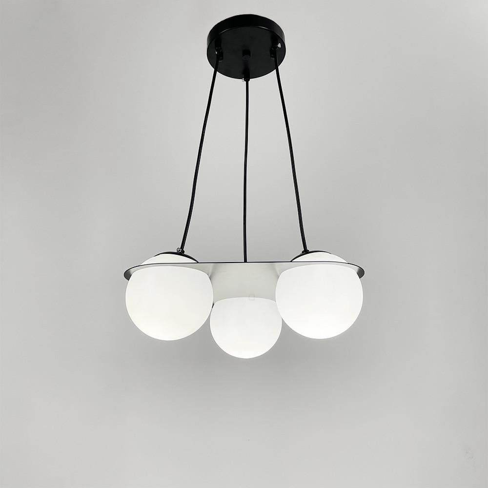 Люстра підвісна із трьома плафонами у сферичних мотивах (922/3 BK+WT)