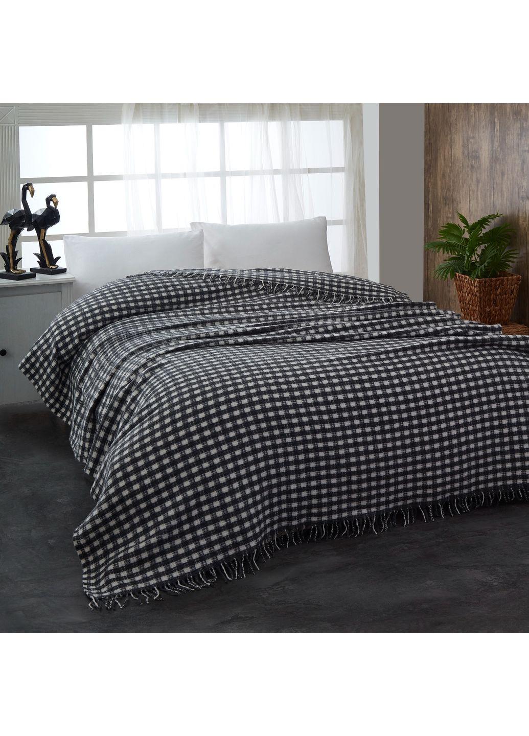 Плед-покривало бавовняний двоспальний 180х230 см Чорно-білий (TC303376067)