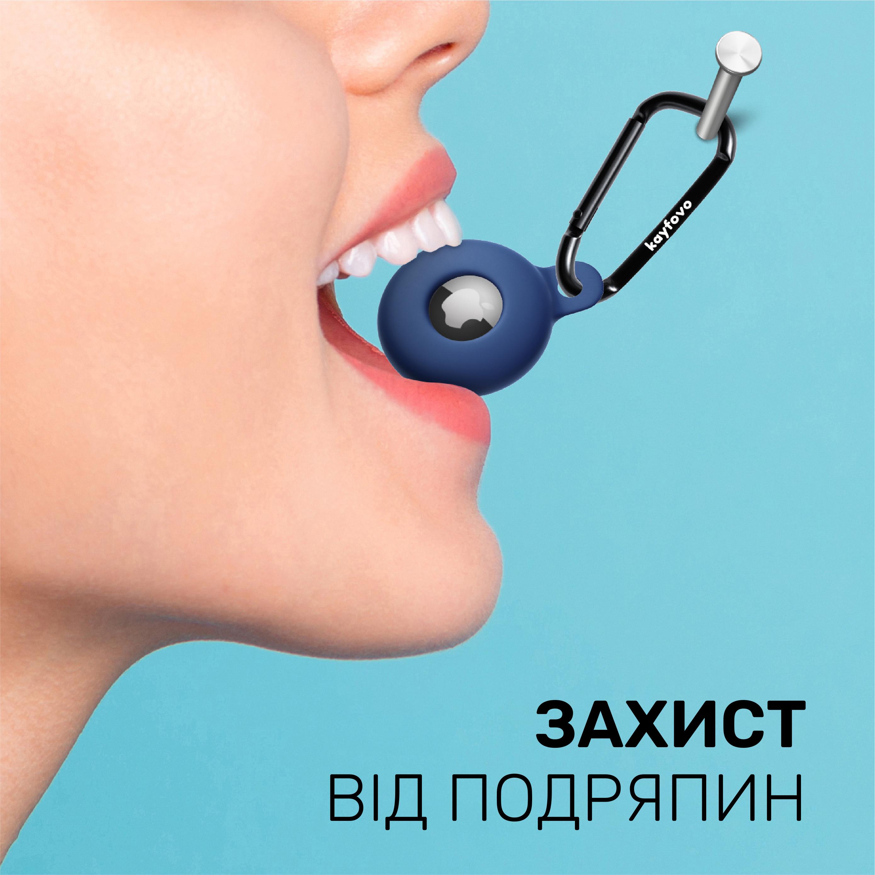 Комплект чехол-брелок Kayfovo WDB2 для Apple AirTag с карабином 2 шт. Silicone White/Dark Blue (28649) - фото 4 Комплект чехол-брелок Kayfovo WDB2 для Apple AirTag с карабином 2 шт. Silicone White/Dark Blue (28649) - фото 4