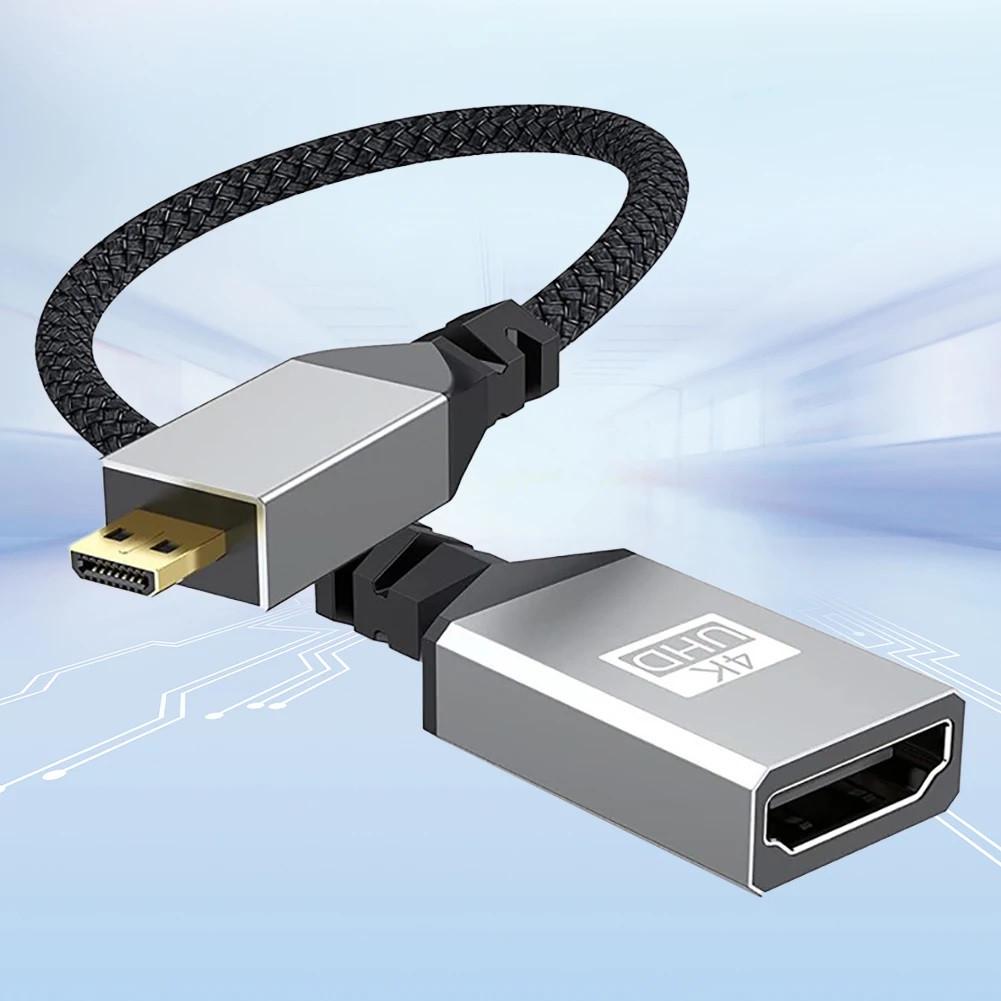 Кабель-перехідник прямий 4К 60Hz Micro HDMI-HDMI M/F 20 см - фото 2