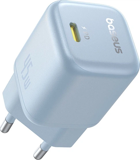 Зарядний пристрій мережевий Baseus PicoGo GaN Fast Charger 1C 45 W EU Moon White (KST-P10176800313-00)