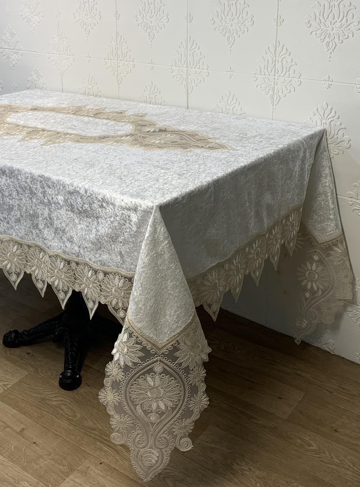 Скатертина велюрова Acme Tekstil PVS Sunlight 160x220 см Krem (CN30884)