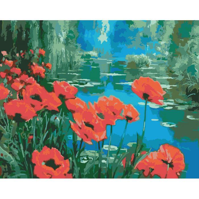 Картина за номерами Ідейка "Маки біля ставка" 40х50 см (KHO2056)