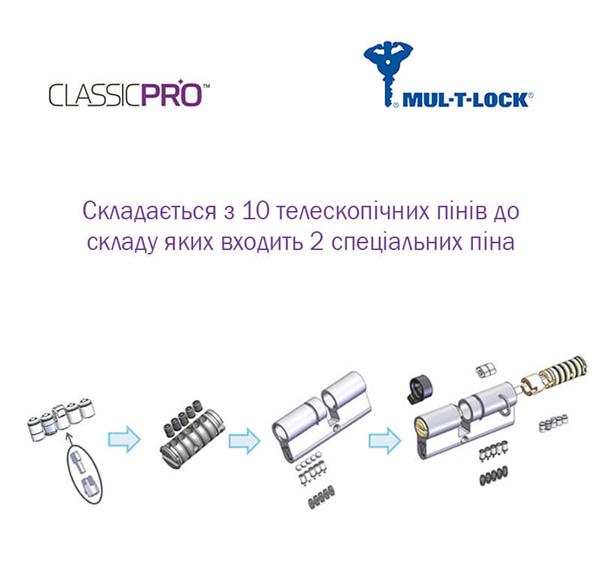 Циліндр Mul-T-Lock MTL400/Classic Pro MOD 90 70 35x35 модульний Нікель сатин (21756) - фото 10