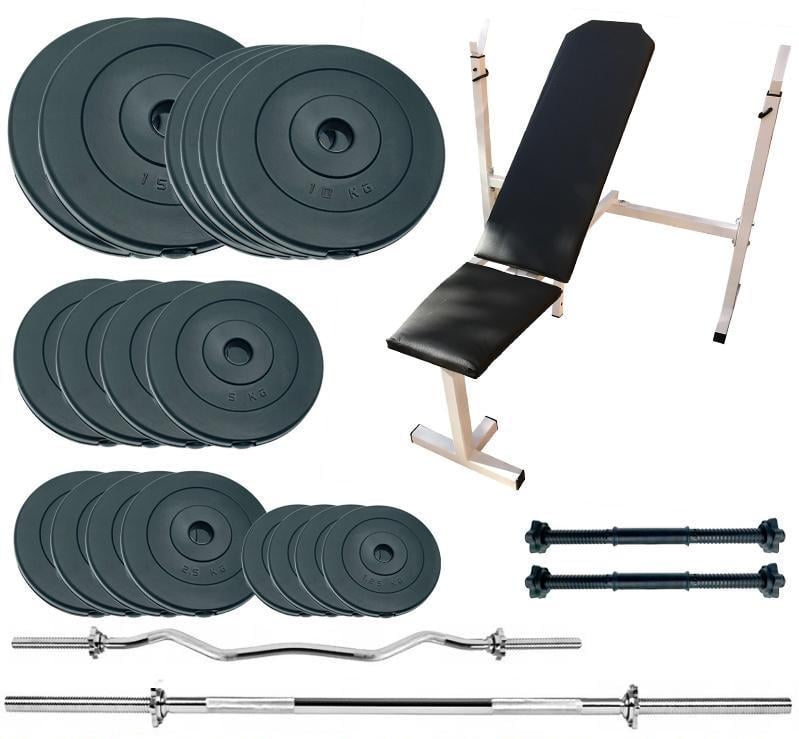 Скамейка для жима с набором штанг и гантелей Newt ProGym Set Pro 120 кг (NE-SKM-PL-SET-120)