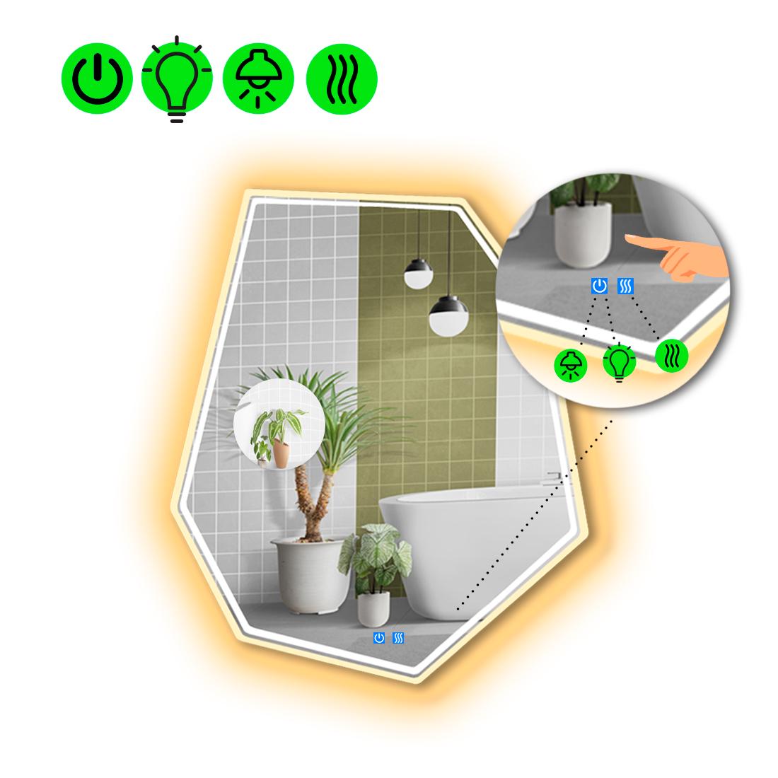 Зеркало с LED подсветкой Montagna 4 с двумя сенсорами и подогревом 140x105 см (8776087)
