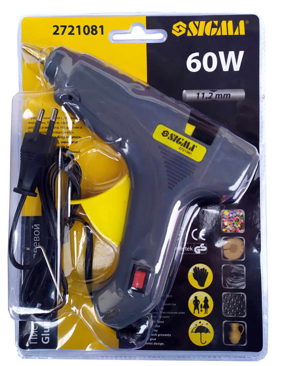 Пістолет клейовий Sigma з вимикачем 11 мм 60 Вт (6007)