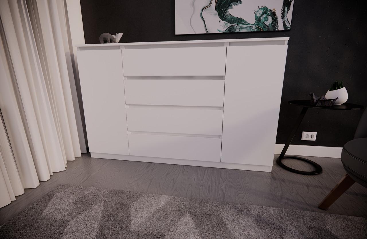 Комод MEBEX на 4 ящика с боковыми тумбами 160х40х100 см Белый (VERTO4B1600WH) - фото 2