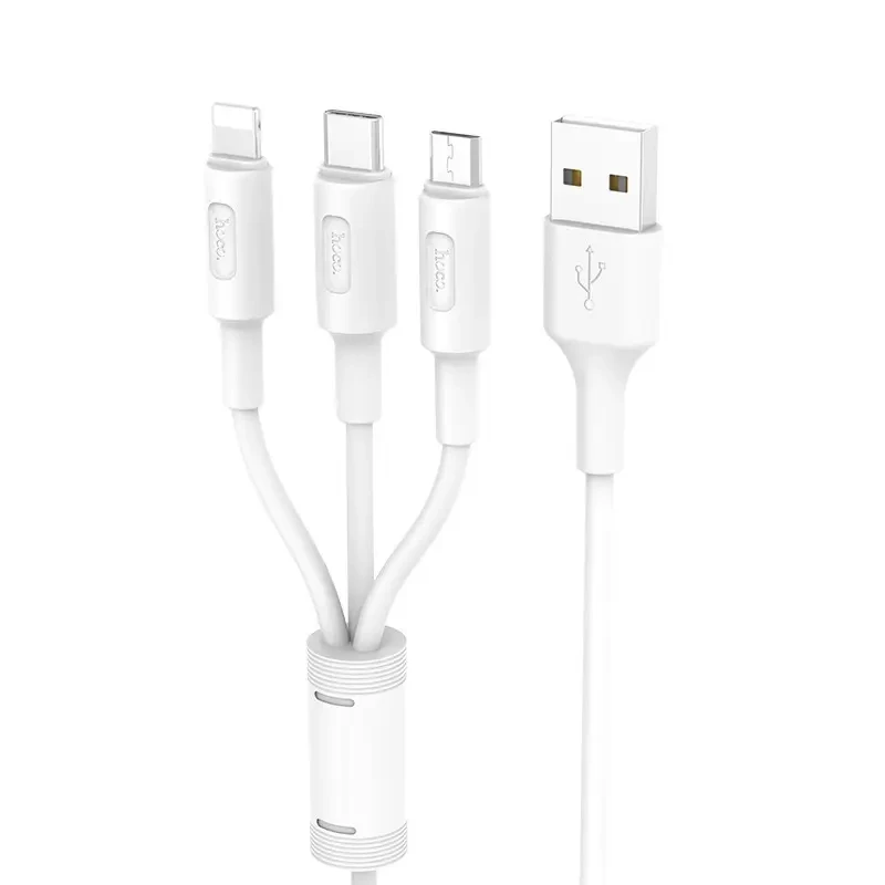 Кабель Hoco combo Micro USB Lightning Type-C X25 1m 2A Білий