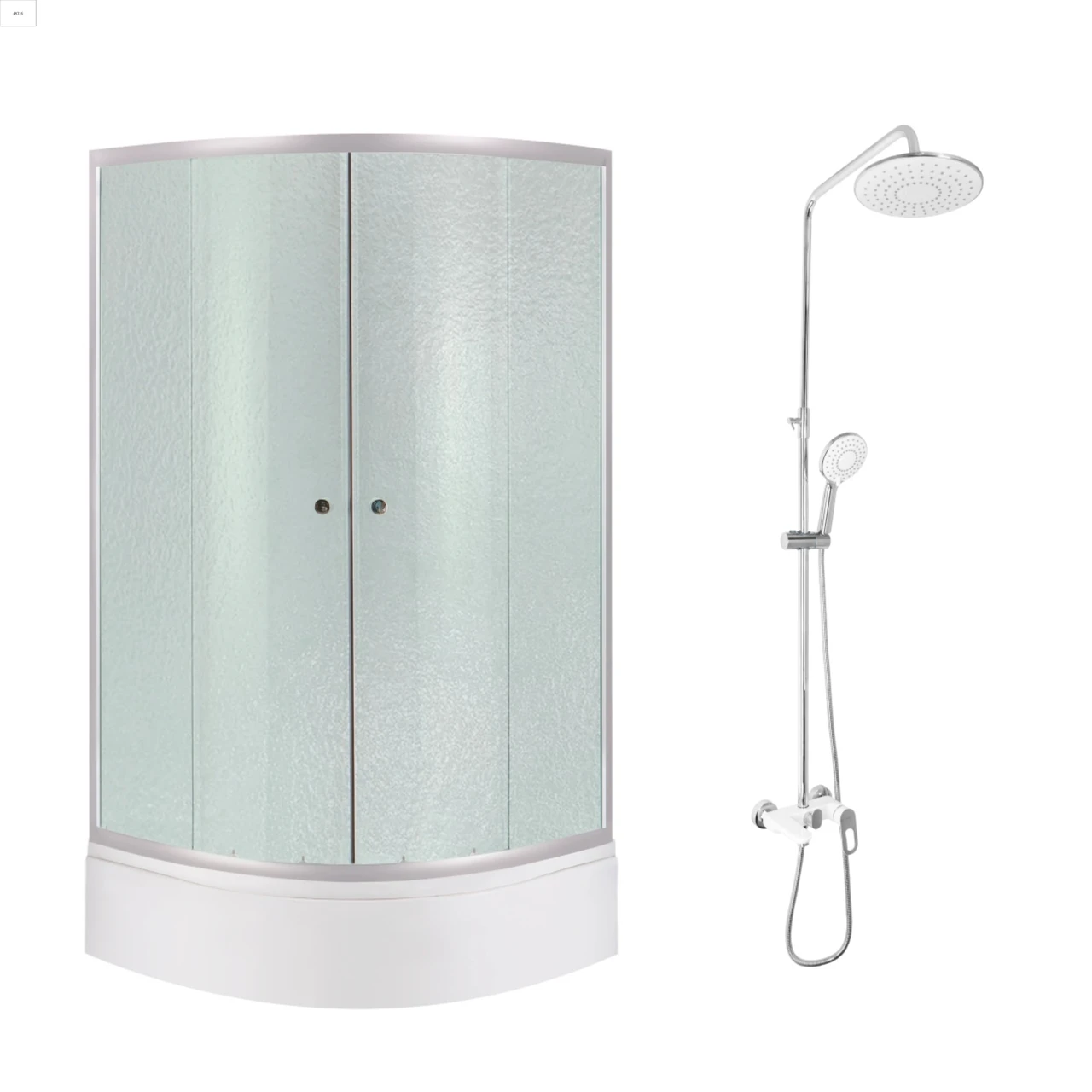 Комплект для душевой Latwa душевая кабина LLSC9090SATMIDFR2SET и душевая система на 3 потребителя LDLAT1030WHI45427 (2732514354)