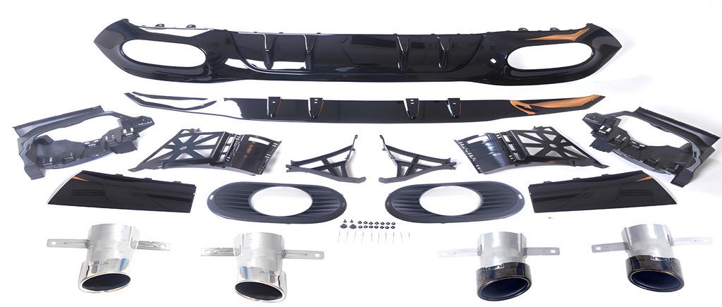 Задний диффузор с насадками Cixtai для Mercedes A-сlass W177 2018- гг. abs-пластик Черный