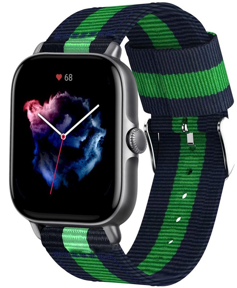 Браслет тканевый Canvas для Amazfit GTS 3 Blue/Green (25327)