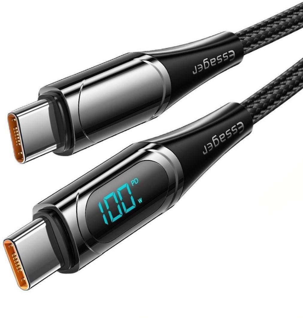 Кабель с дисплеем Essager ES-XCTT1-YDA01 Type-C to Type-C PD 100W 1 м Black (2487220440)