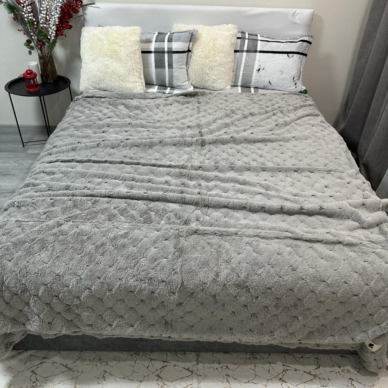 Покрывало микрофибра 200х230 см Серый (P-капелька-8) - фото 2