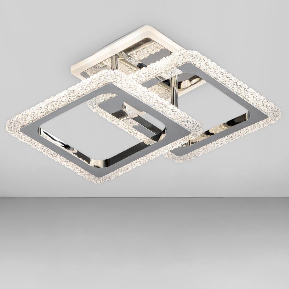 Люстра потолочная светодиодная Lighthouse SC-19175/2W CR 3000-6500K 40W/14W без пульта 370х260х120 мм Хром