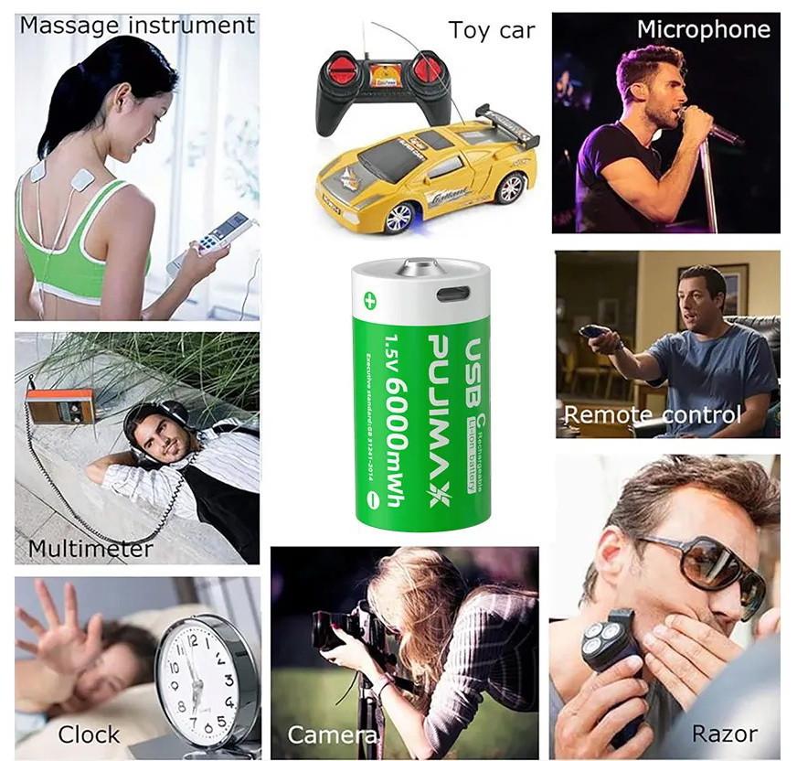 Акумулятор Pujimax Тип C/R14 з зарядкою Type-C 6000 mWh Li-Ion 1,5V (2575995119) - фото 6 Акумулятор Pujimax Тип C/R14 з зарядкою Type-C 6000 mWh Li-Ion 1,5V (2575995119) - фото 6