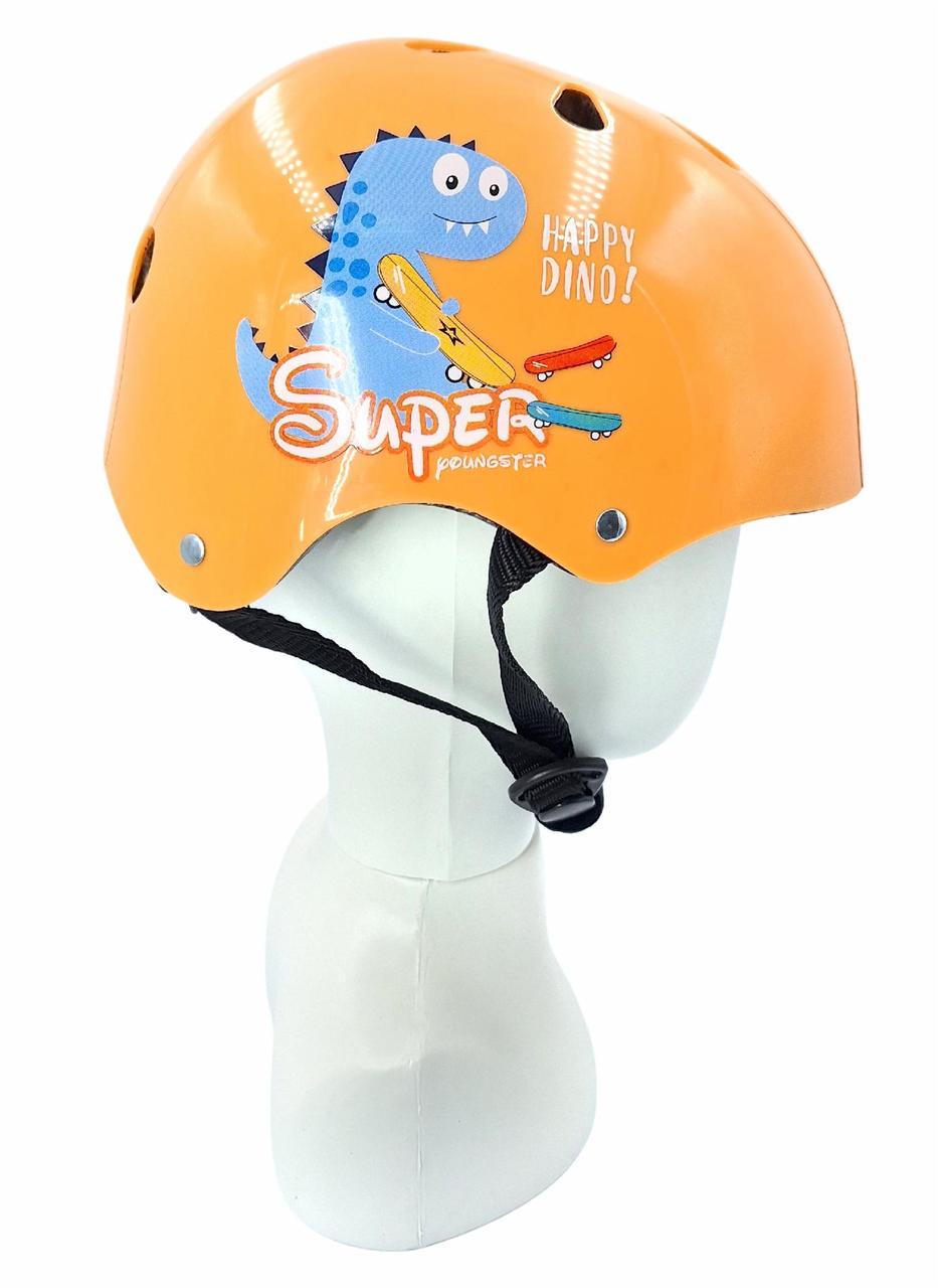 Комплект дитячий шолом та захист Yongkang GB24429-2009 S Динозавр р. 5-9 Жовтогарячий (G0001138) - фото 2 Комплект дитячий шолом та захист Yongkang GB24429-2009 S Динозавр р. 5-9 Жовтогарячий (G0001138) - фото 2