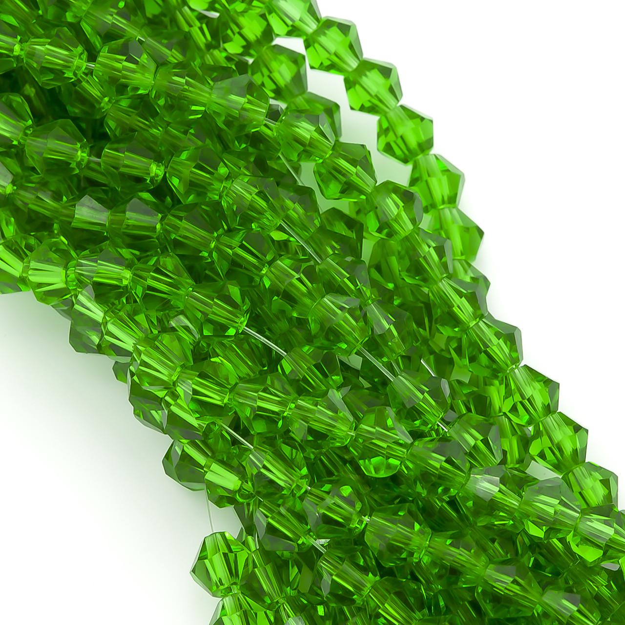 Бусины хрустальные Биконус 6,2х6 мм 46 шт. Зеленый (БИ0006к05)